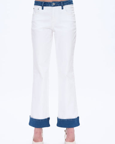 Bayeas midrise paneled straight leg jean