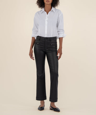 Kut from the Kloth Kelsey Coated Black with Zipper Detail