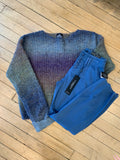 Marled Yarn Rolled Sleeve Sweater