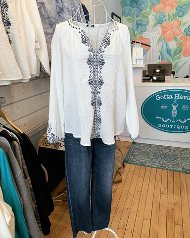 Liverpool Embroidered Boho Top